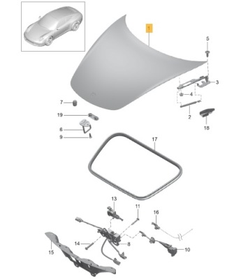 Капот porsche carrera 991 оригінальний номер фото №1
