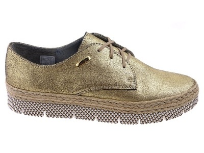 Maciejka półbuty espadryle 2936 złote skóra 39
