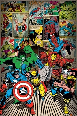 Marvel Comics Iron Man Thor Hulk - plakat 61x91,5