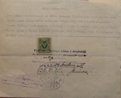 POTWIERDZENIE ZOBOWIĄZANIA - BIECZ 1928