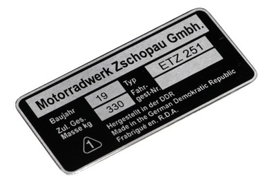 TABLICZKA ZNAMIONOWA NIEMCY MZ ETZ 251
