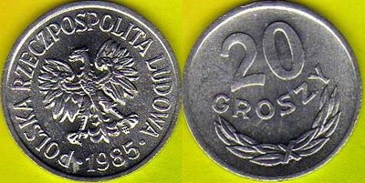 POLSKA 20 groszy 1985 r. mennicza