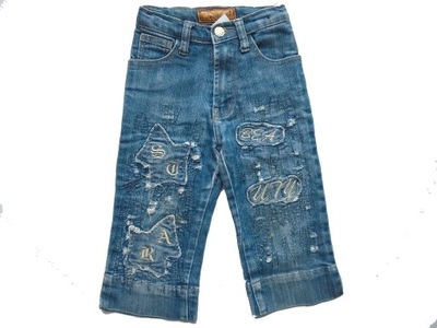 Spodnie jeans jeansowe wycierane naszywki 98 104