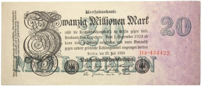 Niemcy BANKNOT 20 Milionów Marek 1923 - 25.7.1923