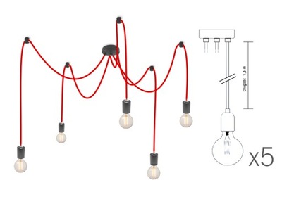 LAMPA WISZĄCA SUFITOWA PAJĄK 5 SPIDER 5