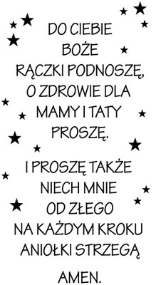 NAKLEJKI ŚCIENNE NAKLEJKA MODLITWA DO CIEBIE BOŻE