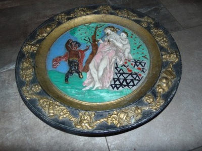 Secesja talerz,dekoracja ścienna mitologia,emalia