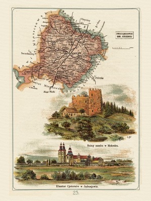mapa ilustrowana JĘDRZEJÓW Bazewicz 40x30 cm