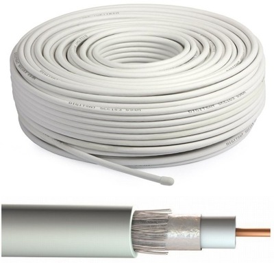 Kabel Przewód Koncentryk Satelitarny TV SAT 100m Antenowy DVB-T2 do Anten