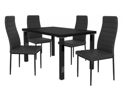Zestaw stół 4 krzesła nogi POLEROWANE ALUMINIUM