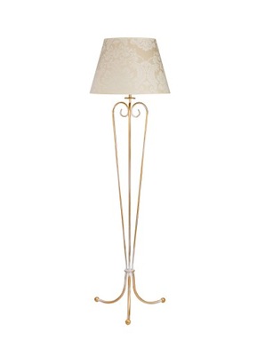 Elegancka lampa podłogowa ecru z abażurem SOFE klasyczna lampa stojąca