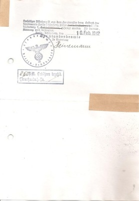 DOKUMENT NIEMIECKI Z 1942 ROKU .