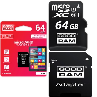 64GB KARTA PAMIĘCI GOODRAM MICRO SDXC SDHC +ADA 10