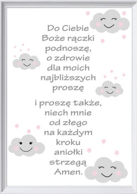 A3 PLAKAT modlitwa A3 ANIELE BOŻY chrzest, roczek