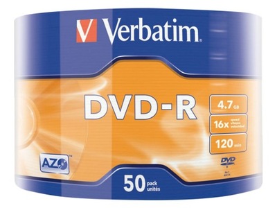 VERBATIM DVD-R 4.7GB x16 OPAKOWANIE SPIN 50 SZTUK