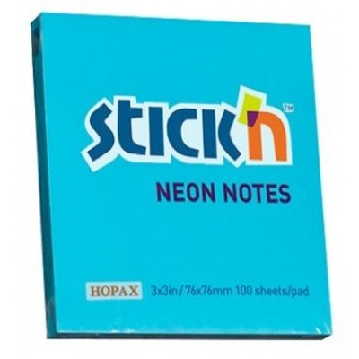 Notes samoprzylepny 76x76 mm Neon Stickin niebieski neonowy