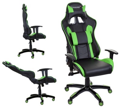 GAMINGOWY fotel biurowy dla gracza czarno zielony