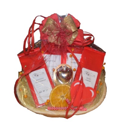 WALENTYNKI - ZESTAW KAWA HERBATA PREZENT W KOSZYKU