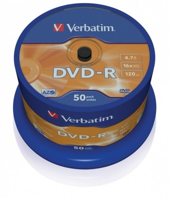 Płyta DVD-R Verbatim DVD-R 16x 4.7GB 50P CB