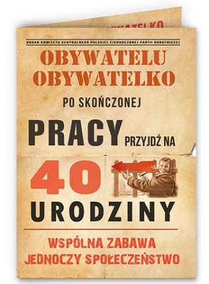 Zaproszenia PRL na 40 urodziny OBYWATELU 10szt