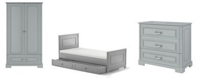 Bellamy Ines Grey zestaw mebli łóżko szafa komoda