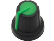 Gałka potencjometra oś 6mm czarno/zielona x2szt