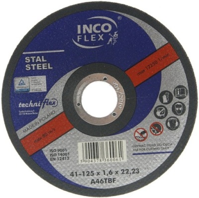 KOTÚČ NA REZANIE NEHRDZAVEJÚCEJ INCO FLEX 125x1,6 opk.50pcs