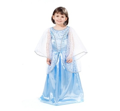 Kostium Strój Sukienka Śnieżna Dama Królowa Księżniczka S 3-4 lata