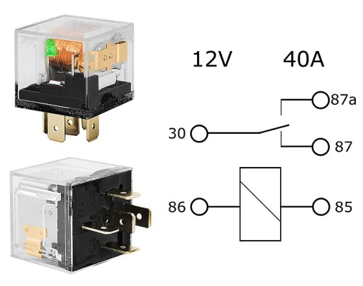 АВТОМОБИЛЬНОЕ РЕЛЕ 4120 12В 40А со светодиодом (0741b)