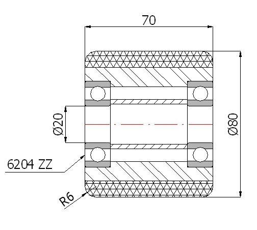 80x70 ROLKA 80x70mm do WÓZKA PALETOWEGO rolki PALECIAKA