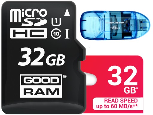 КАРТА GOODRAM MICRO CARD 32 ГБ КЛАСС 10 UHS + SD-РИДЕР