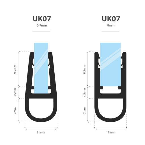 Уплотнитель для душа закругленный 80см 6 7 8 мм