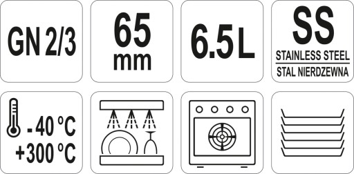 ГАСТРОНОМИЧЕСКИЙ КОНТЕЙНЕР YATO GN 2/3 65 ММ 6,5 Л