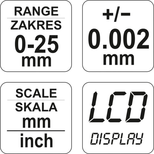 ЭЛЕКТРОННЫЙ МИКРОМЕТР YATO 0-25 мм YT-72305