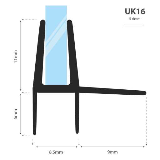 Уплотнитель для душевой кабины 70см 5 6 мм UK16