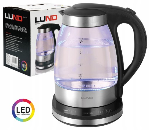 CZAJNIK ELEKTRYCZNY SZKLANY 1,8L LED TEMP 20-100 C