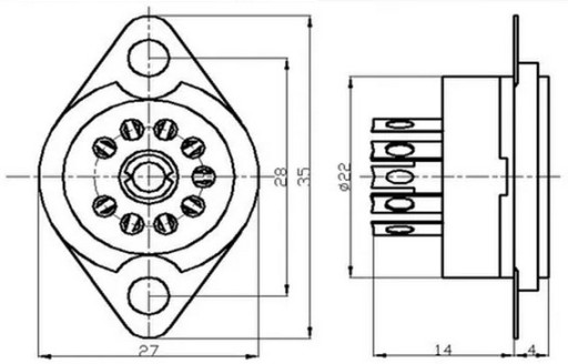 РОЗЕТКА КЕРАМИЧЕСКАЯ 9PIN OB3 NOVAL 12AX7 12AT7