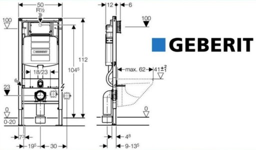 GEBERIT DUOFIX UP320 УНИТАЗ СТАЛЬ H112 ОПОРА