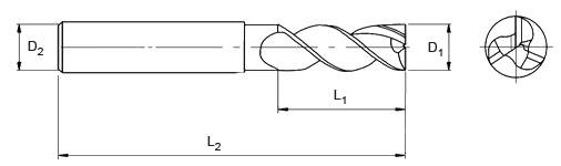 Фреза VHM для ALUMINIUM Heavy Cut, хвостовик 4 мм, 4 мм, ЧПУ