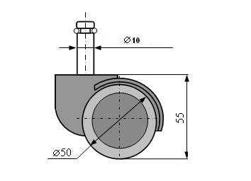 КОЛЕСА РЕЗИНОВЫЕ, гибкий СТУЛ, шпиндель 10мм