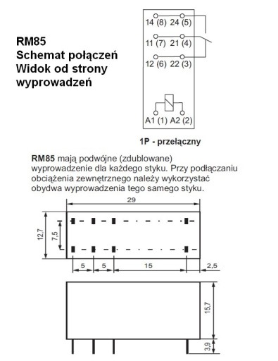 RELPOL RM85 СИЛОВОЕ РЕЛЕ 24В постоянного тока 16А 1П JQX-115