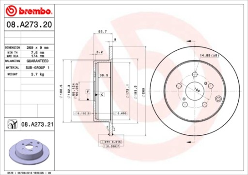 BREMBO диски, колодки задние - TOYOTA CELICA