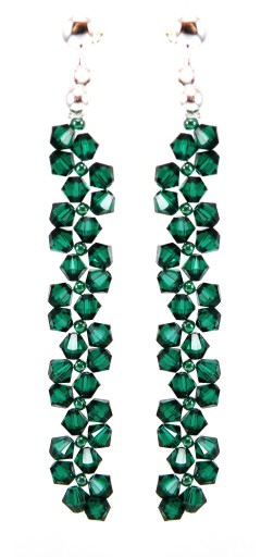 Серьги с кристаллами SWAROVSKI, зеленый изумруд