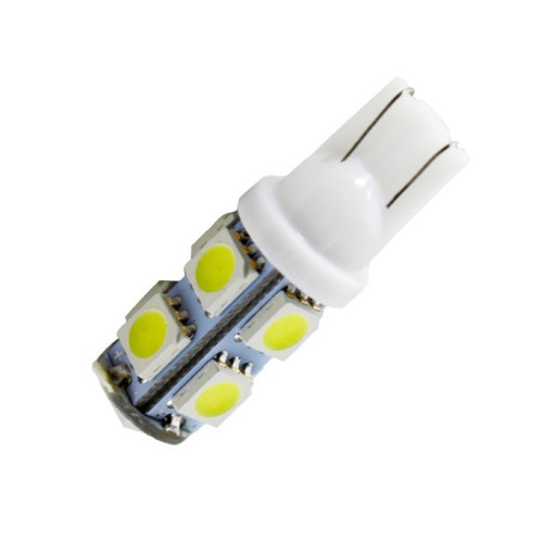 Светодиодная лампа белая 5600К T10 W5W 9 SMD 5050