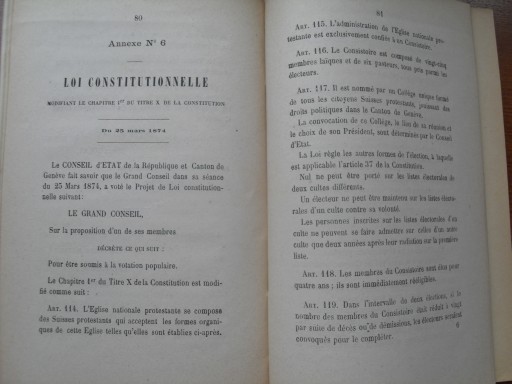 КОНСТИТУЦИЯ РЕСПУБЛИКИ. КАНТОН ЖЕНЕВА, ШВЕЙЦАРИЯ, 1875 Г.