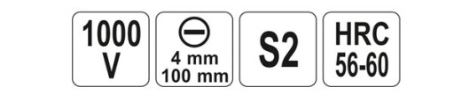 Изолированная плоская отвертка VDE 1000V 4x100мм YATO