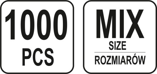 ZAWLECZKI PROSTE 1000 SZT. MIX ROZMIARÓW