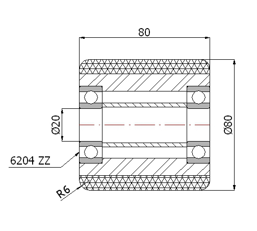 80x80 ROLKA 80x80mm do WÓZKA PALETOWEGO rolki PALECIAKA