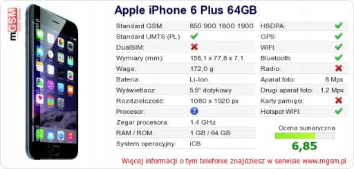IPHONE 6 PLUS 64 ГБ СЕРЕБРЯНЫЙ