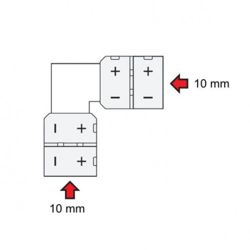 Złączka kątowa do łączenia taśm led 10mm #368